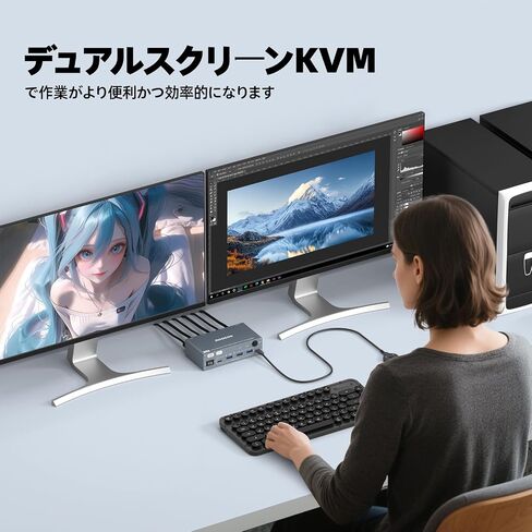 Displayport KVM Switch 2 Computers 2 Monitors, 8K@60Hz/4K@240Hz Dual Monitor KVM Switch for 2 PCs Share 2 Monitors, with 4 USB3.0 Ports, USB Cables and Power Adapter,Grey 12cm DP KVM in Kuwait