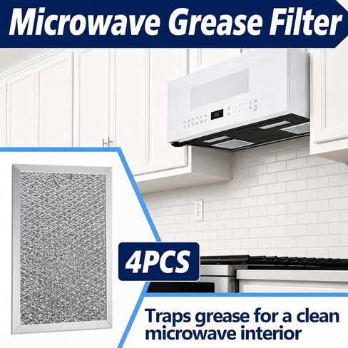 4PCS Grease Filter Fits for GE JVM7195SK6SS, PNM9216SK5SS, JVM7195EK5ES, JNM7196DK5BB, JVM7195DK5WW, JNM7196SK6SS, Microwave Filter Replacement for Efficient Filtration and Improved Ventilation in Saudi Arabia