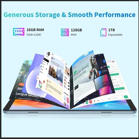 10.1" Android Tablet, Octa-Core, 16GB (4+12) RAM, 8000mAh,WiFi6,Gray in Saudi Arabia