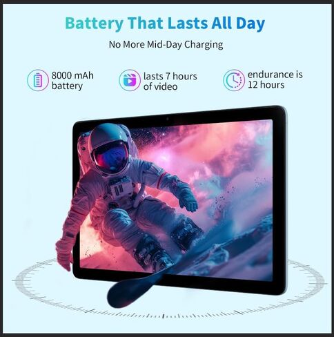 10.1" Android Tablet, Octa-Core, 16GB (4+12) RAM, 8000mAh,WiFi6,Gray in Saudi Arabia