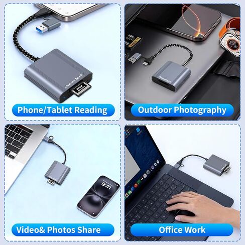 CFexpress Type A Card Reader with USB 3.2 Gen 2 10Gbps, 2-in-1 USB-C/USB-A CFexpress Type A Card Adapter, Compatible with Windows/Mac/Linux/Android/iPhone 17/16/15, Laptops, Tablets, Smartphones in Kuwait