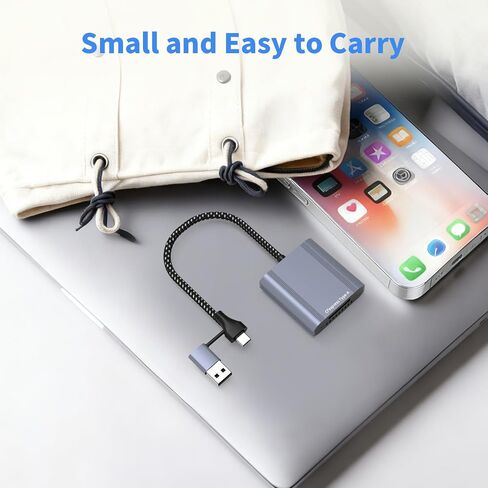 CFexpress Type A Card Reader with USB 3.2 Gen 2 10Gbps, 2-in-1 USB-C/USB-A CFexpress Type A Card Adapter, Compatible with Windows/Mac/Linux/Android/iPhone 17/16/15, Laptops, Tablets, Smartphones in Kuwait