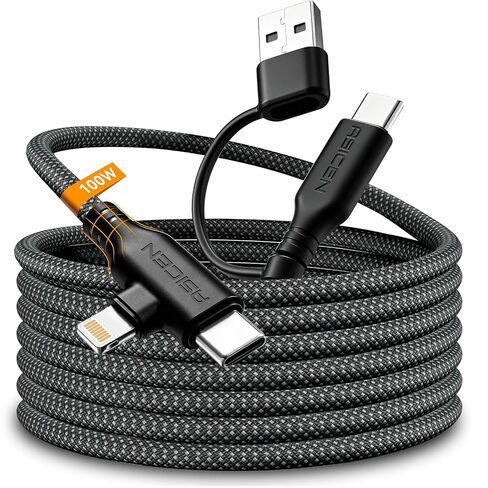 3Pack 5Ft Multiple Charging Cable 3-in-1 Braided Multi Charger Cord Fast Charging Cable Multi Charger Cable for Type C/Micro USB Port for Cell Phones/iPhone 17 16 15 14 13/Samsung/PS/Tablets & More in Kuwait