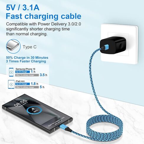 Samsung A16 A37 Charger Cable 10FT, 2 Pack Extra Long USB C to USB C Power in Saudi Arabia