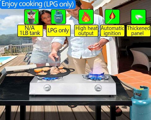 Horynar Propane Stove 2 Burner Auto Ignition Gas Stove 26000 BTU in Kuwait