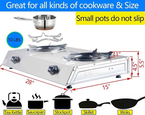 Horynar Propane Stove 2 Burner Auto Ignition Gas Stove 26000 BTU in Kuwait