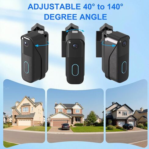 Anti-Theft Doorbell Mount for Blink Video Doorbell Camera(2021 1st & 2nd Gen), No-Drill Adjustable Angle Mount Bracket, 40° to 140°, Ideal for Apartments, Rental Homes & Offices - Black in Kuwait