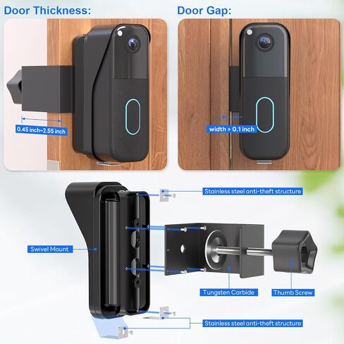 Anti-Theft Doorbell Mount for Blink Video Doorbell Camera(2021 1st & 2nd Gen), No-Drill Adjustable Angle Mount Bracket, 40° to 140°, Ideal for Apartments, Rental Homes & Offices - Black in Kuwait