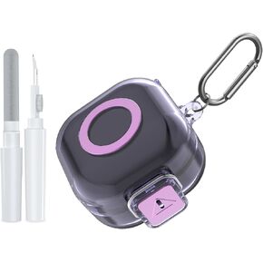 [with Safety Lock] POZCIS for Sony LinkBuds Clip (WF-LC900) Case Cover, Clear Soft TPU Protective Earbuds Case Cleaning Kit & Carabiner Accessories Set(Clear Grey) in Kuwait