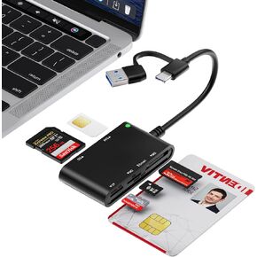 7 in 1 USB A SIM Card Adapter,Smart Card Reader for Military CAC Military Card Reader,SD/TF/SIM/PIV/M2/IC/ID/MS Pro Duo Memory Card Reader for Laptop/Windows/Linux/MacOS in Saudi Arabia