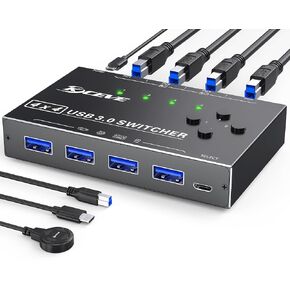 USB 3.0 Switch Selector 4 Port, Camgeet KVM Switcher 4 Computers Sharing 4 USB Devices, USB Peripheral Switcher for Keyboard Mouse Printer Scanner, with Wired Remote Button and 4 USBA-B Cable in Kuwait