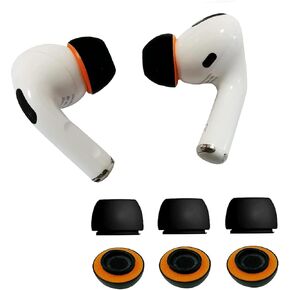 KASOTT Upgraded Memory Foam&Silicone Hybrid Ear Tips for AirPods Pro 1st & 2nd Gen,Ultra-Comfort,Anti-Slip Eartips,Perfect Noise Reduction,Fit in The Charging Case,3 Pairs (Orange, Assorted S/M/L) in Kuwait