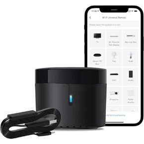 Broadlink RM4 Mini IR Universal Remote Control with HTS2 Cable (Only 2.4 GHz Wi-Fi) Intelligent Home Automation WiFi Infrared Blaster for TV, Air Conditioning, Compatible with Alexa and Google Home. in Kuwait