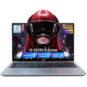 NIMO 15.6" IPS FHD-Student-Laptop, Intel i3-1215U (6-Core Up to 4.4 GHz, Beats R5 7520U) 16GB RAM 512GB SSD with 65W Fast PD 2-Yr Warranty 180° View Wi-Fi 6 Backlit KB Fingerprint Bluetooth 5.2 Win 11 in Kuwait