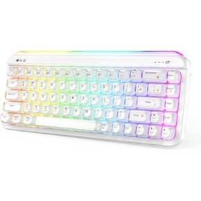 AJAZZ AF68 68% Wireless Keyboard,RGB Backlit,Tri-Mode Bluetooth/2.4GHz/Wired,Compact 68-Key Keyboard,Membrane,Side Light Bars,Translucent Jelly Keycaps, 4000mAh Rechargeable Battery-Pink in Kuwait