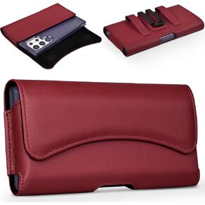 ACCKUO Leather Phone Holster Compatible with iPhone 17e 16e Cell Phone Belt Holder Case with Clip for Men Women (Fits Protective Cover on), Red in Kuwait