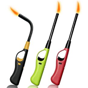 3 Pack Refillable Butane Candle Lighters, Multi-Purpose Reusable Lighter with Soft Flame for Candle Camping Fireplace Party BBQ Grill in Kuwait