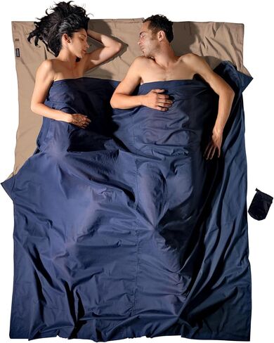 COCOON Egyptian Cotton Double TravelSheet Liner - Khaki/Tuareg in Kuwait