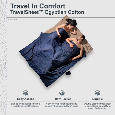 COCOON Egyptian Cotton Double TravelSheet Liner - Khaki/Tuareg in Kuwait