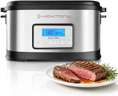 طباخ Homtone Sous Vide، آلة طهي Suveed بسعة 8 لتر، التحكم في درجة الحرارة من الفولاذ المقاوم للصدأ Sous Vide، طباخ Sous Vide الدقيق مع مؤقت، Sousvide لشرائح اللحم/المأكولات البحرية/الدواجن/الخضروات/البيض in Kuwait