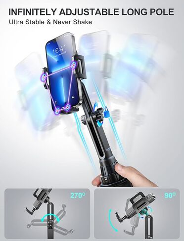 Cup Holder Phone Mount, [No Shaking & Height-Adjustable Pole] Cup Phone Holder for Car, Cell Phone Cradle for iPhone iPhone14, Samsung and More Smart Phone(Black) in Saudi Arabia