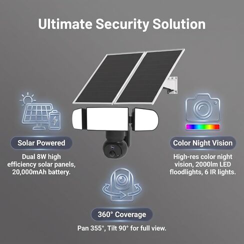 AQ9 Solar Security Camera Wireless with Dual-Brightness Floodlight in Saudi Arabia