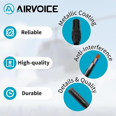 AIRVOICE GA مقابس إلى 5 Pin XLR سماعة رأس، PJ-068 PJ-055 إلى XLR، أسود in Kuwait