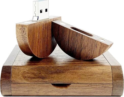 Wood USB Flash Drive with Wooden Gift Box TATMOHIK 64GB USB 3.0 Round Shape Wood Flash Drive Box Walnut Wooden Thumb Drive for Keepsakes for Wedding/Birthday/Valentines Day in Kuwait