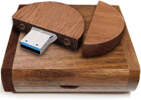 Wood USB Flash Drive with Wooden Gift Box TATMOHIK 64GB USB 3.0 Round Shape Wood Flash Drive Box Walnut Wooden Thumb Drive for Keepsakes for Wedding/Birthday/Valentines Day in Kuwait