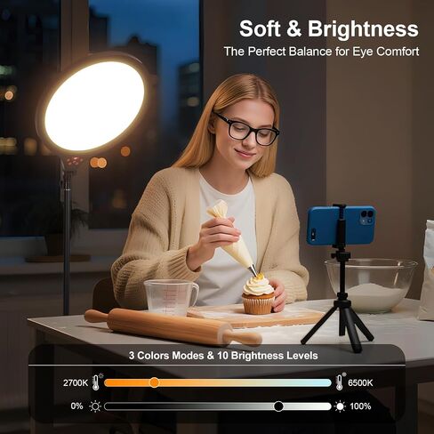 Ring Light with Stand, 14" Professional LED Camera Lighting for Video Recording, Adjustable Height Content Creator Essentials Kit, Selfie Ring Light for TikTok YouTube in Saudi Arabia
