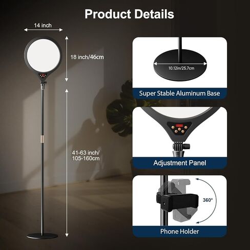 Ring Light with Stand, 14" Professional LED Camera Lighting for Video Recording, Adjustable Height Content Creator Essentials Kit, Selfie Ring Light for TikTok YouTube in Saudi Arabia