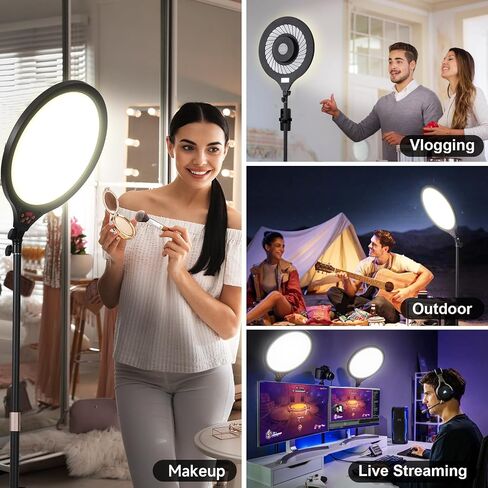 Ring Light with Stand, 14" Professional LED Camera Lighting for Video Recording, Adjustable Height Content Creator Essentials Kit, Selfie Ring Light for TikTok YouTube in Saudi Arabia