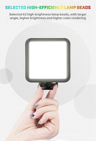 Entry Level Version Magnetic LED Camera Light, 96 LEDs RGB Small Clip On Panel Light, 2000mAh 3000K-6000K CRI80+, 3 Cold Shoes 1/4" Thread for Tripod, Video Recording Selfie Lighting in Saudi Arabia