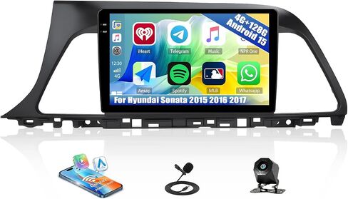 [4G+128G] Android 15 Car Radio for Hyundai Sonata 2015 2016 2017 with Wireless CarPlay Android Auto,9 inch Touchscreen Car Stereo with 5GWiFi,GPS Navigation,Bluetooth,FM/RDS SWC EQ+Backup Camera in Saudi Arabia