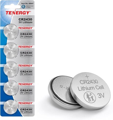 بطارية Tenergy CR2430، بطارية ليثيوم 3 فولت لمفتاح السيارة، جهاز التحكم عن بعد للسيارة، الآلات الحاسبة، موازين الحرارة والمزيد، 20 قطعة (عبوة من 4 قطع) in Saudi Arabia