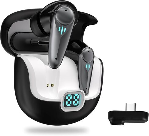 KASOTT 2.4GHZ Wireless Gaming Earbuds,30MS Low-Latency,Bluetooth 5.4,with ANC Active Noise Cancelling,USB-C Dongle Included-Compatible with Meta Quest 3/2,Steam Deck,PS5/4,VR,PC,Switch (Black) in Saudi Arabia