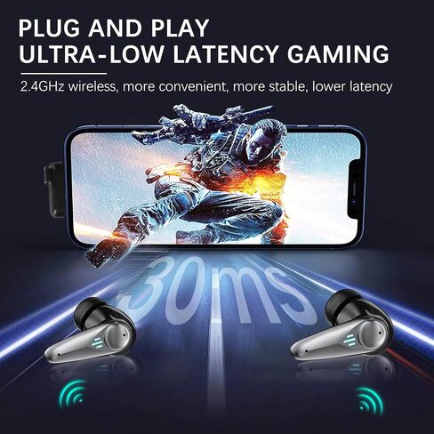KASOTT 2.4GHZ Wireless Gaming Earbuds,30MS Low-Latency,Bluetooth 5.4,with ANC Active Noise Cancelling,USB-C Dongle Included-Compatible with Meta Quest 3/2,Steam Deck,PS5/4,VR,PC,Switch (Black) in Saudi Arabia