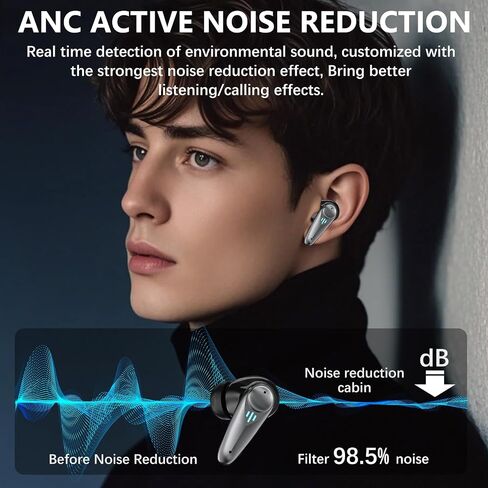 KASOTT 2.4GHZ Wireless Gaming Earbuds,30MS Low-Latency,Bluetooth 5.4,with ANC Active Noise Cancelling,USB-C Dongle Included-Compatible with Meta Quest 3/2,Steam Deck,PS5/4,VR,PC,Switch (Black) in Saudi Arabia