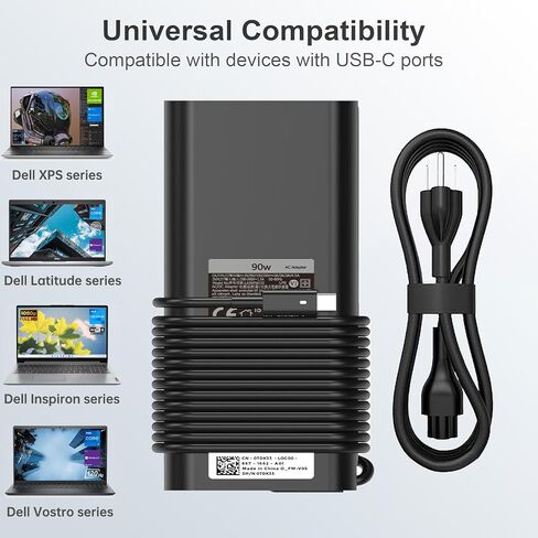 90W USB C Laptop Charger Fit for Dell XPS 13 9365 9360 9370 XPS 15 9500 Latitude 5420 5520 5540 7389 7390 5289 5300 2in1 DA90PM170 LA90PM170 Fast Charger Type C AC Adapter Power Cord in Kuwait