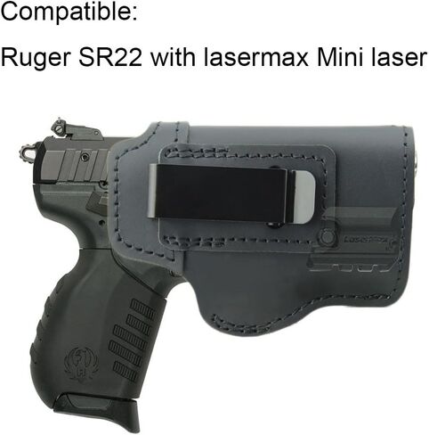 Leather IWB Holster for Ruger SR22 – Fits Ruger SR22 with or Without LaserMax Mini Laser for Concealed Carry in Saudi Arabia