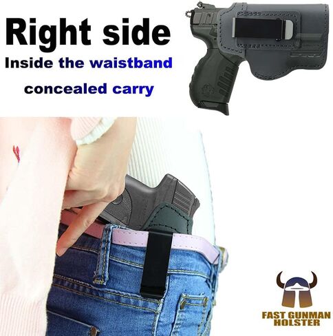 Leather IWB Holster for Ruger SR22 – Fits Ruger SR22 with or Without LaserMax Mini Laser for Concealed Carry in Saudi Arabia