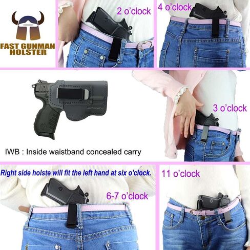 Leather IWB Holster for Ruger SR22 – Fits Ruger SR22 with or Without LaserMax Mini Laser for Concealed Carry in Saudi Arabia