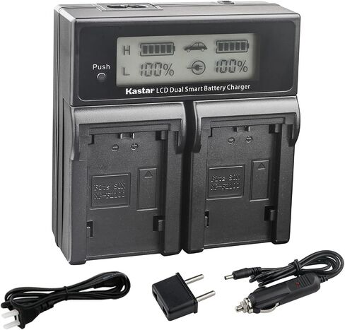 Kastar LCD Dual Fast Charger for Sony NP-FZ100 BC-QZ1 NPA-MQZ1K and Sony Alpha ILCE-7M3K, Alpha A7R III, Alpha A7R3, Alpha ILCE-7RM3 Camera, Sony VG-C3EM Grip in Kuwait