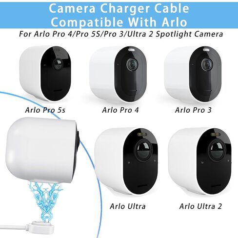 Arlo Camera Charger 2 Pack 10FT Compatible with Arlo Pro 5S 2K, Pro 4, Pro 3, Ultra 2, Ultra, Floodlight, Go 2 Cameras, arlo Magnetic Charging Cable Outdoor Weather Resistant Connector Power Adapter in Kuwait