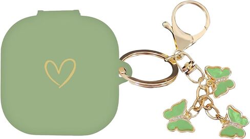 Compatible with Samsung Galaxy Buds 4 Pro and Galaxy Buds 4 (2026), Soft Silicone Case with Gold Heart Pattern with Cute Butterfly Keychain for Girls Women (Black) in Saudi Arabia
