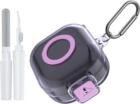 [with Safety Lock] POZCIS for Sony LinkBuds Clip (WF-LC900) Case Cover, Clear Soft TPU Protective Earbuds Case Cleaning Kit & Carabiner Accessories Set(Clear Grey) in Kuwait