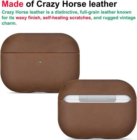 LOPIE Crazy Horse Leather Case for AirPods Pro 3rd Generation - Dark Brown in Kuwait
