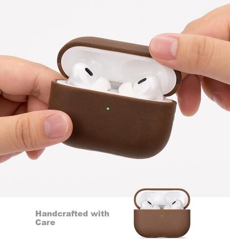 LOPIE Crazy Horse Leather Case for AirPods Pro 3rd Generation - Dark Brown in Kuwait