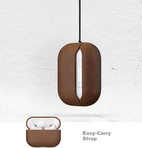 LOPIE Crazy Horse Leather Case for AirPods Pro 3rd Generation - Dark Brown in Kuwait
