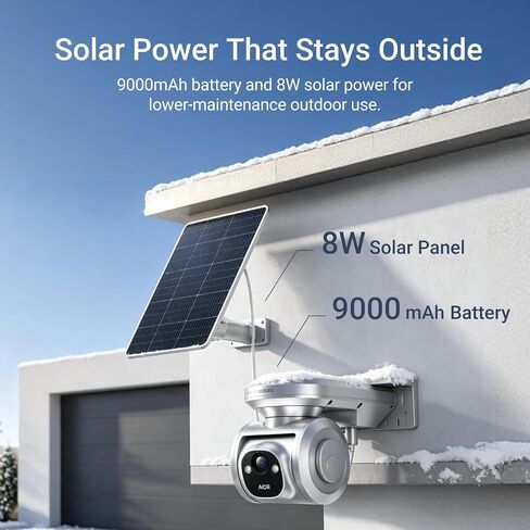 4MP 5G/2.4G Solar Security Camera Outdoor 2.5K QHD, 24/7 Recording, 8W Solar Panel Powered, Pan Tilt AI Person/Animial/Vehicle Tracking, Color Night Vision, IP65 Cold-Resistant in Saudi Arabia